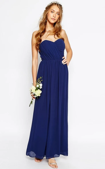 Sweetheart Ruched Chiffon Bridesmaid Dress Ankle-Length