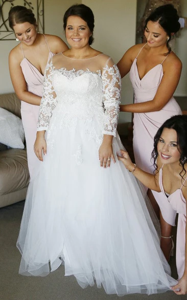 Lace Bateau A-line Long Sleeve Wedding Dress Modern and Sophisticated