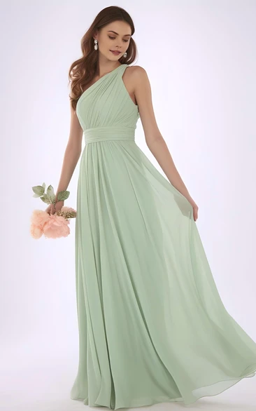 Elegant One-shoulder Chiffon Bridesmaid Dress A-Line 2024 Women