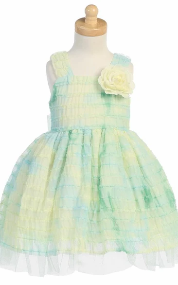 Tiered Tulle Floral Girl Dress with Ruffles Flower Girl Dress