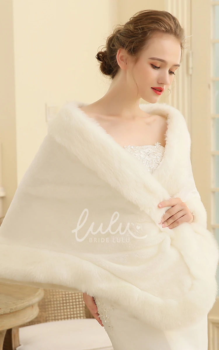 Ivory Faux Fur Bridal Dress Shawl