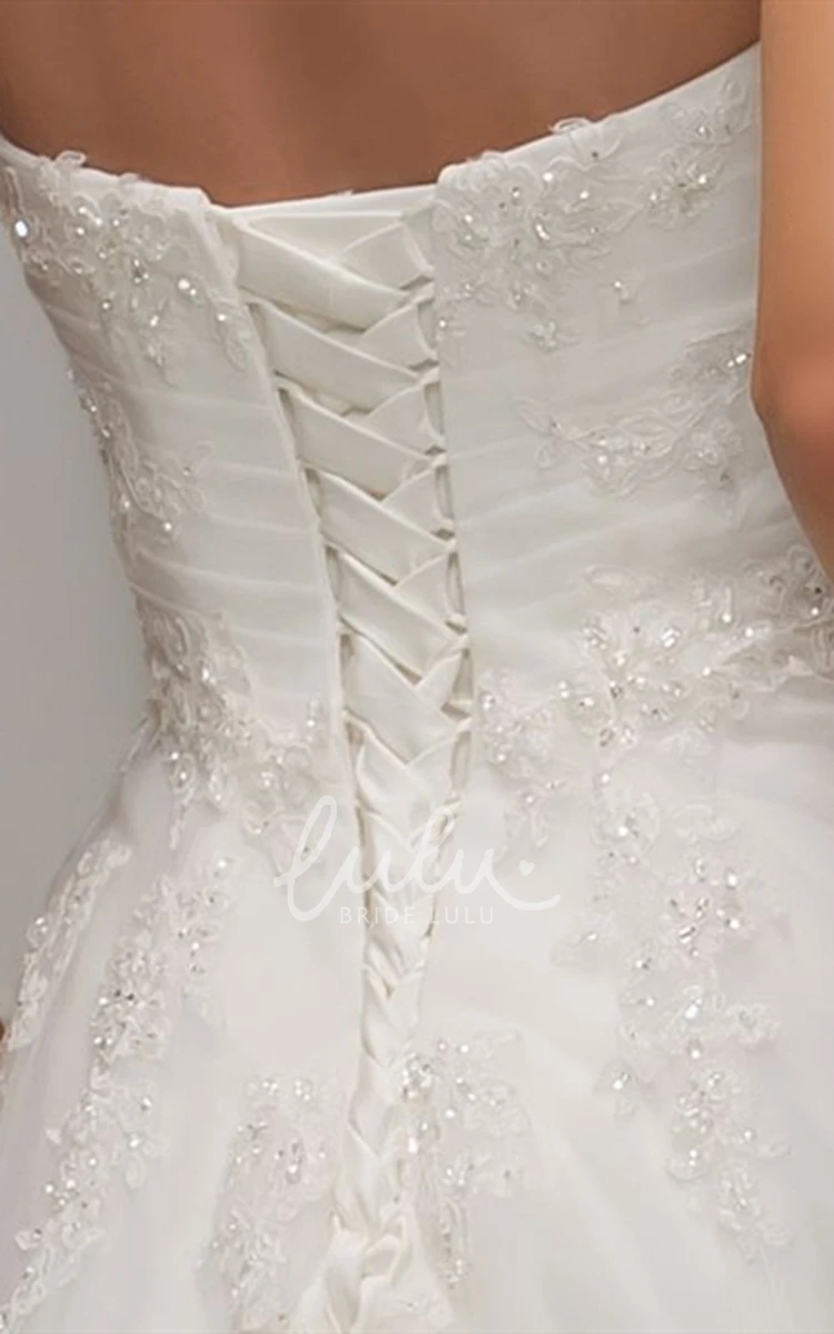 Beaded A-Line Sweetheart Tulle Wedding Dress with Criss-Cross and Lace-Up