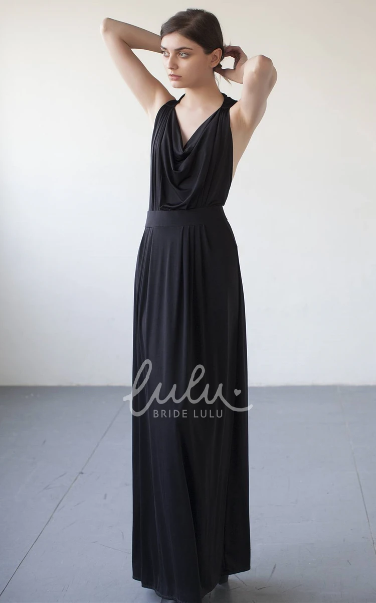 Elegant Sleeveless A-Line Jersey Dress with V-Neck Formal Dress for Women