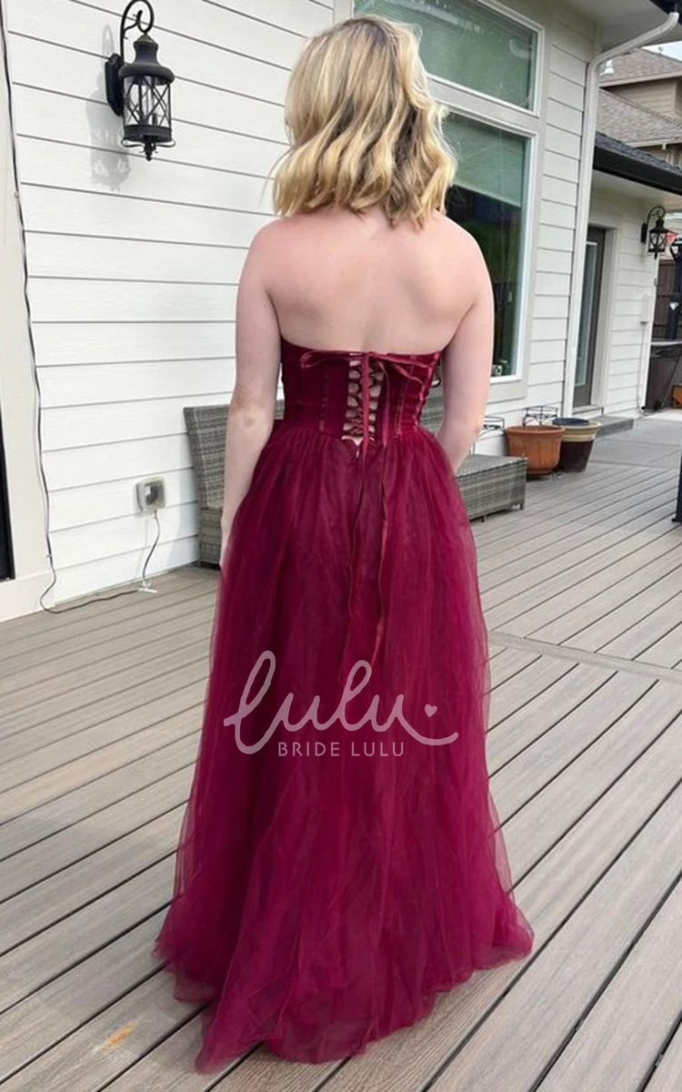 Sweetheart Tulle A-Line Evening Dress with Corset Back Modern Elegant 2025