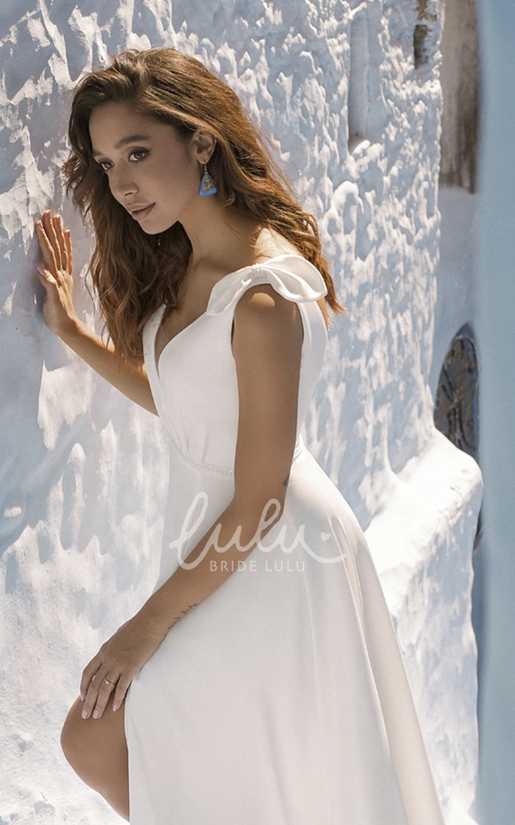 Sexy Sleeveless Plunging Wedding Dress with Front Split and Sash Details