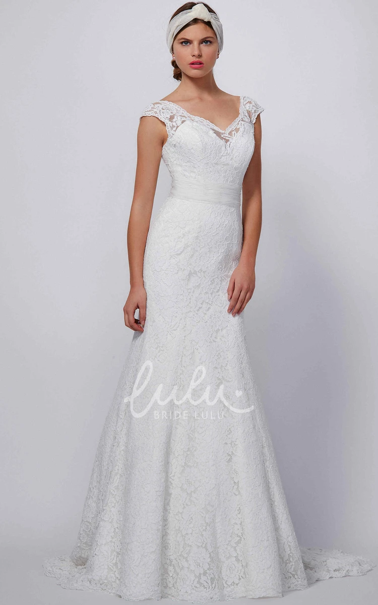 Cap-Sleeve Appliqued Lace Sheath Bridesmaid Dress