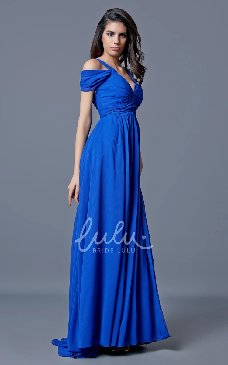 Off-the-Shoulder Chiffon Prom Dress with Split and A-line Silhouette