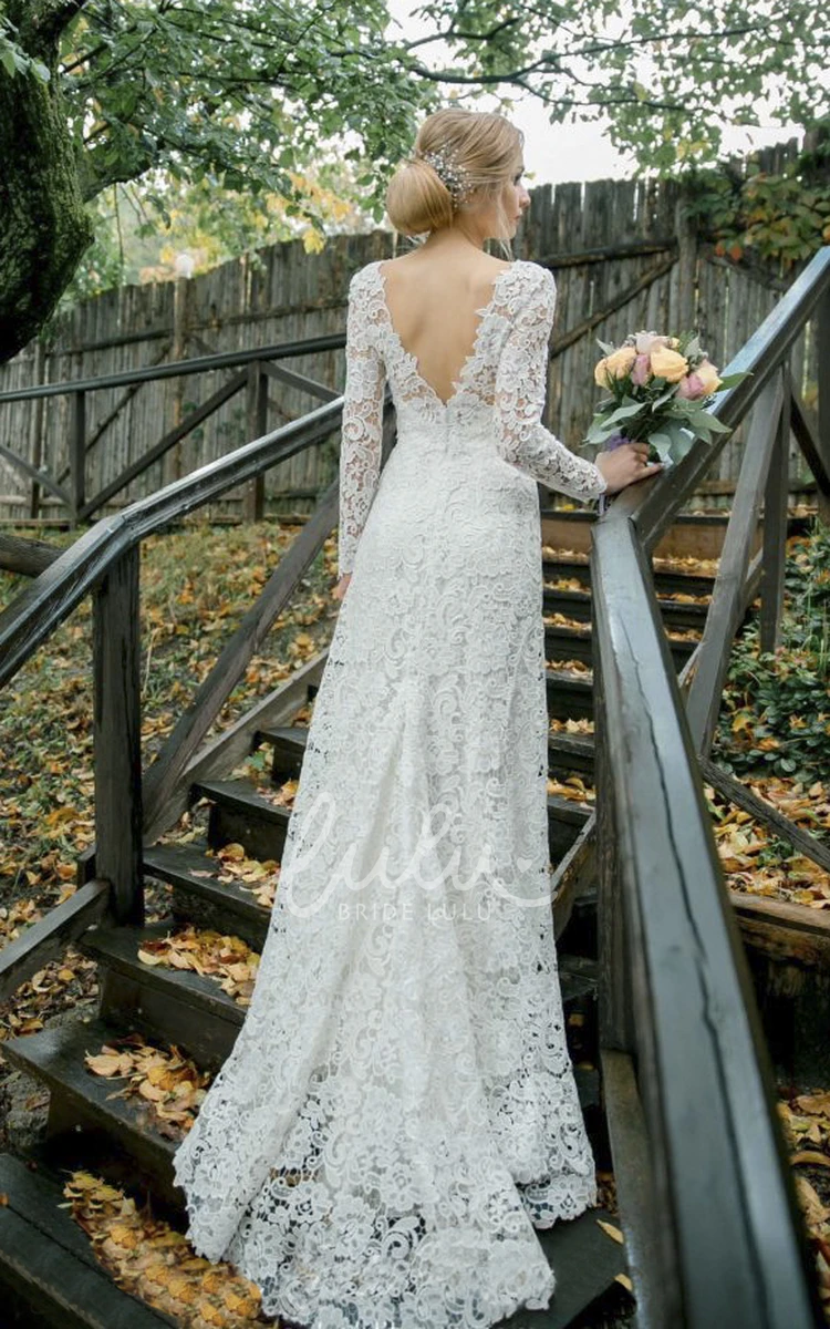 Mermaid Bateau Lace Wedding Dress with V-back Classy Bridal Gown