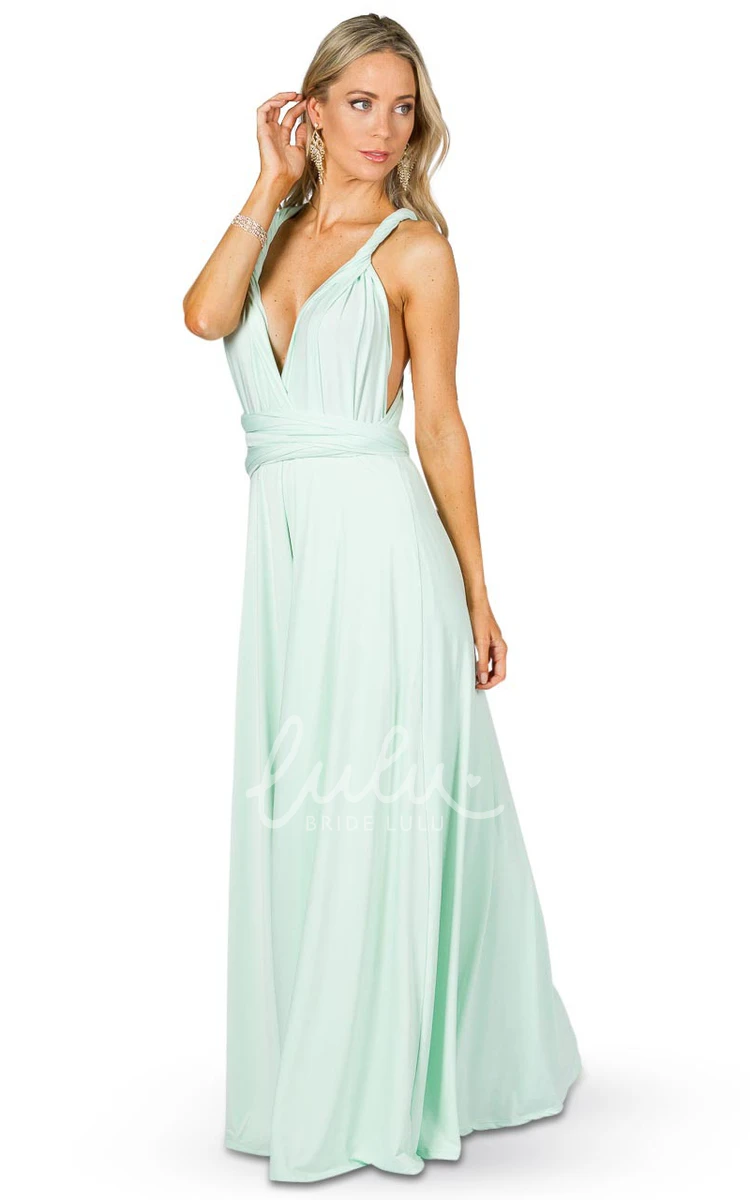 Strappy Sleeveless Ruched Chiffon Bridesmaid Dress Convertible Design