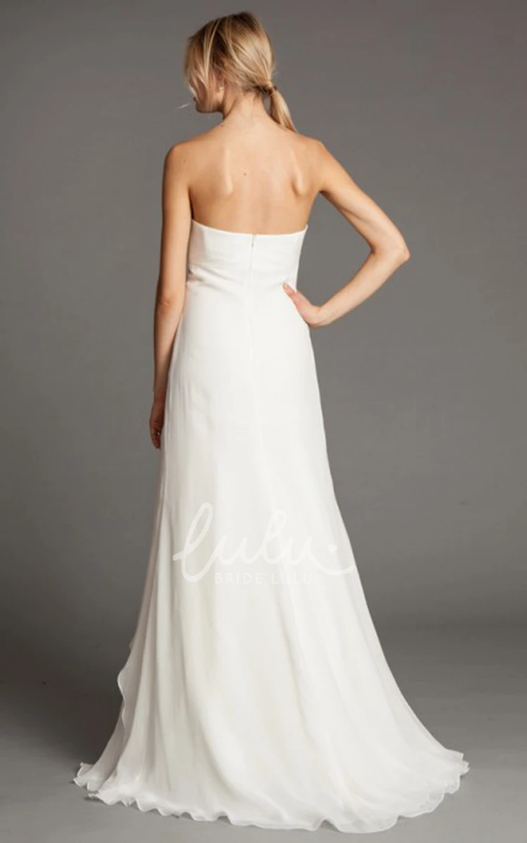 Empire Sweetheart Chiffon Wedding Dress Sleeveless Ruched Long Sheath with Draping