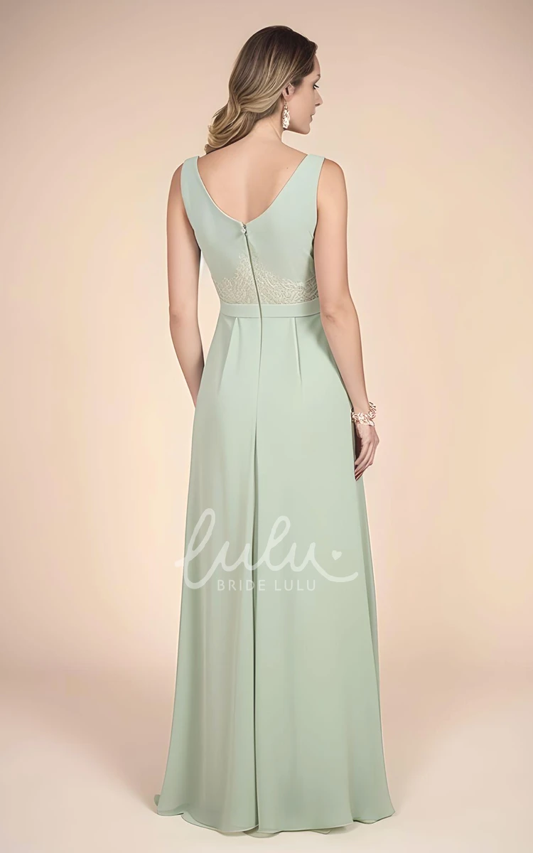 Elegant Chiffon Mother of the Bride Dress with Bateau Neck and Sleeveless Style Bohemian Floor-length
