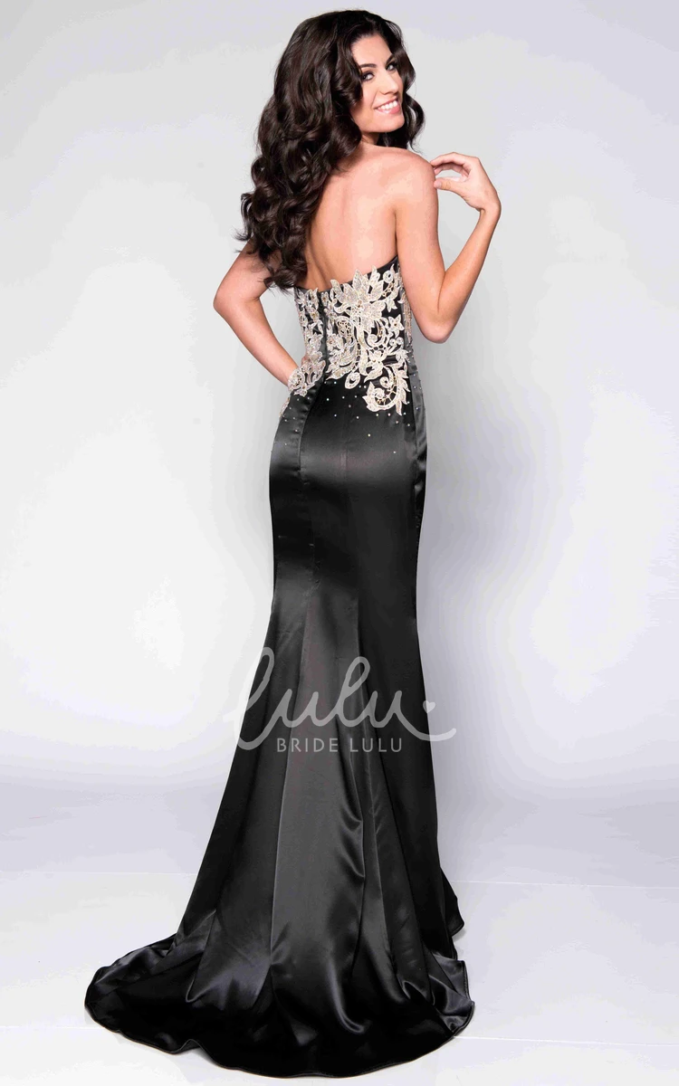 Sweetheart Satin Mermaid Prom Dress with Lace and Asymmetrical Hem