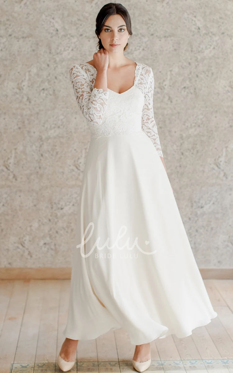 Chiffon A Line Queen Anne Wedding Dress Casual & Ankle-length