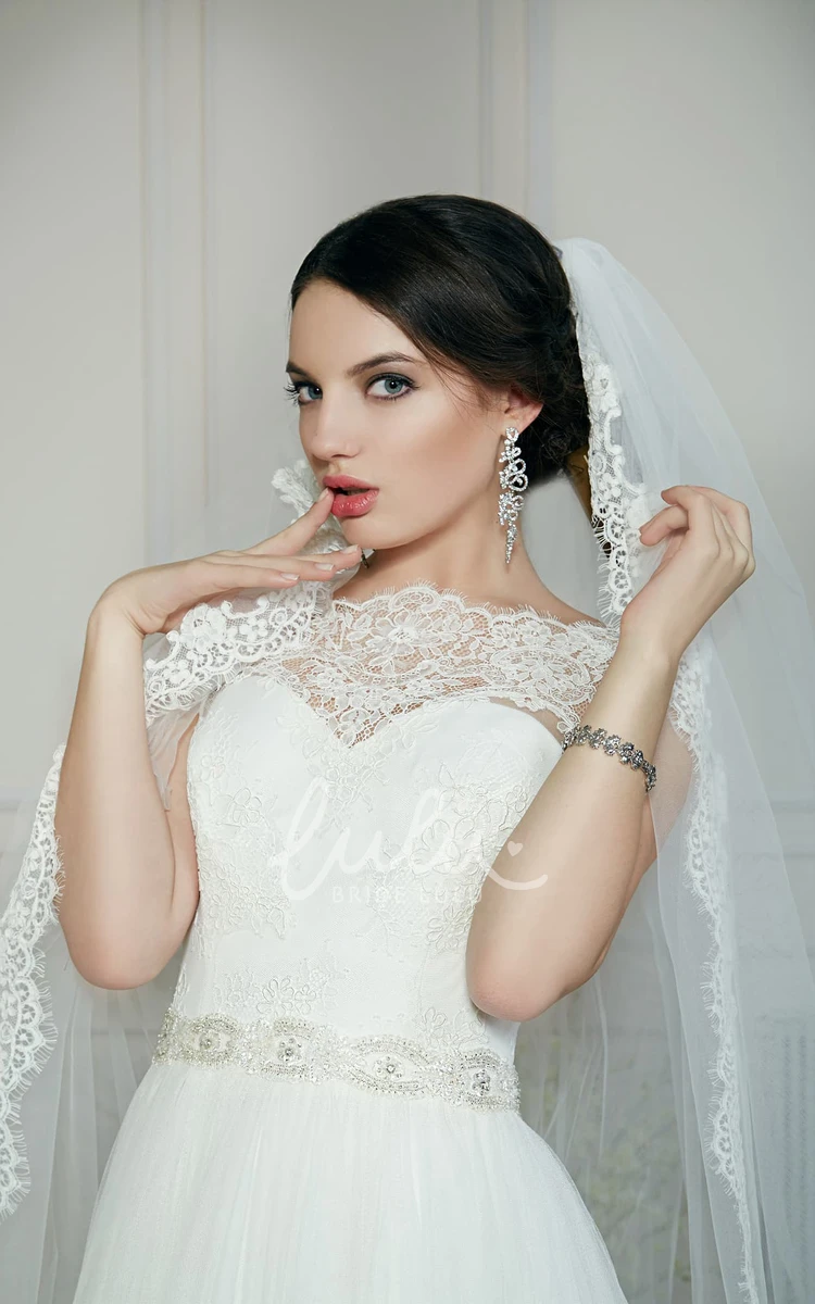 Beaded Tulle A-Line Wedding Dress with Keyhole Neckline