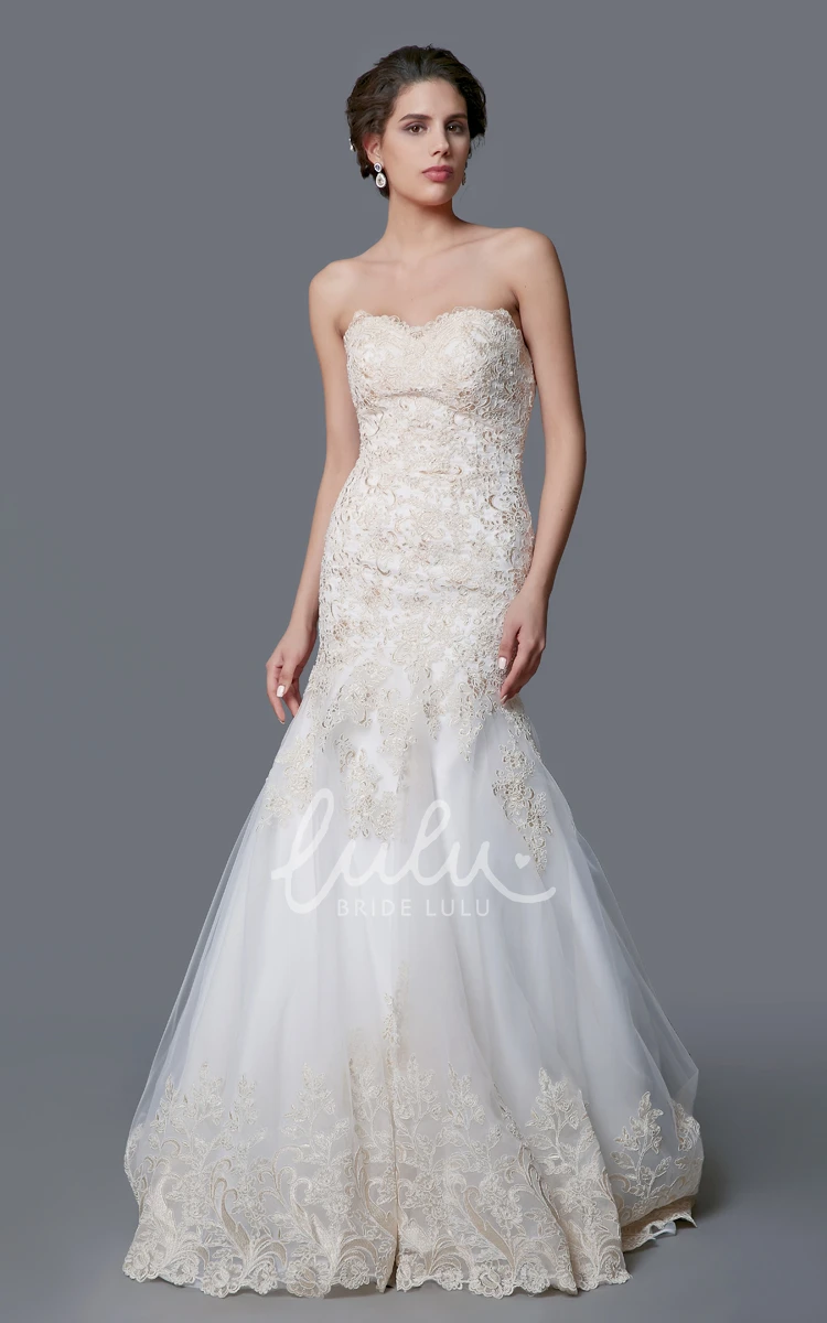 Lace Mermaid Wedding Dress with Appliques Sweetheart & Elegant