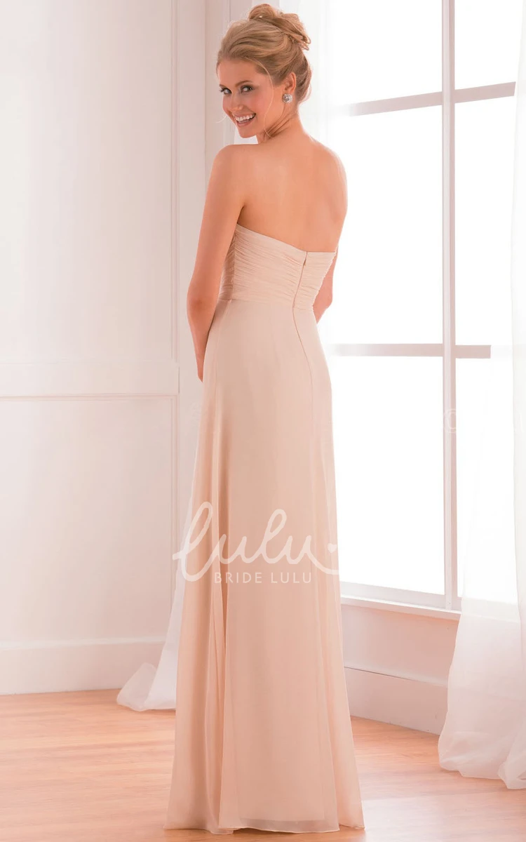 Chiffon Gown with Sweetheart Neckline and Crisscrossed Ruches Long Length