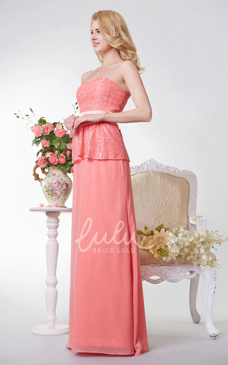 Backless A-line Chiffon Bridesmaid Dress with Lace and Sash