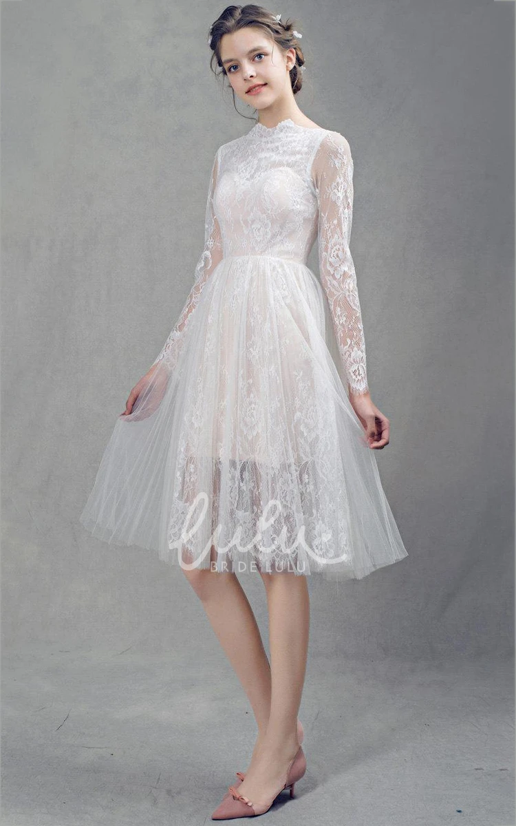 French Lace Tulle Wedding Dress with Sleeves Short & Elegant