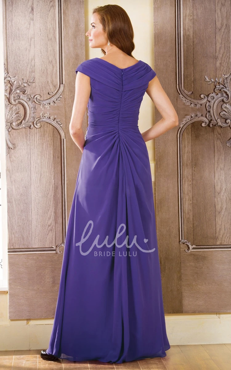 A-Line Chiffon Floor-Length Bridesmaid Dress with Brooch and Ruching