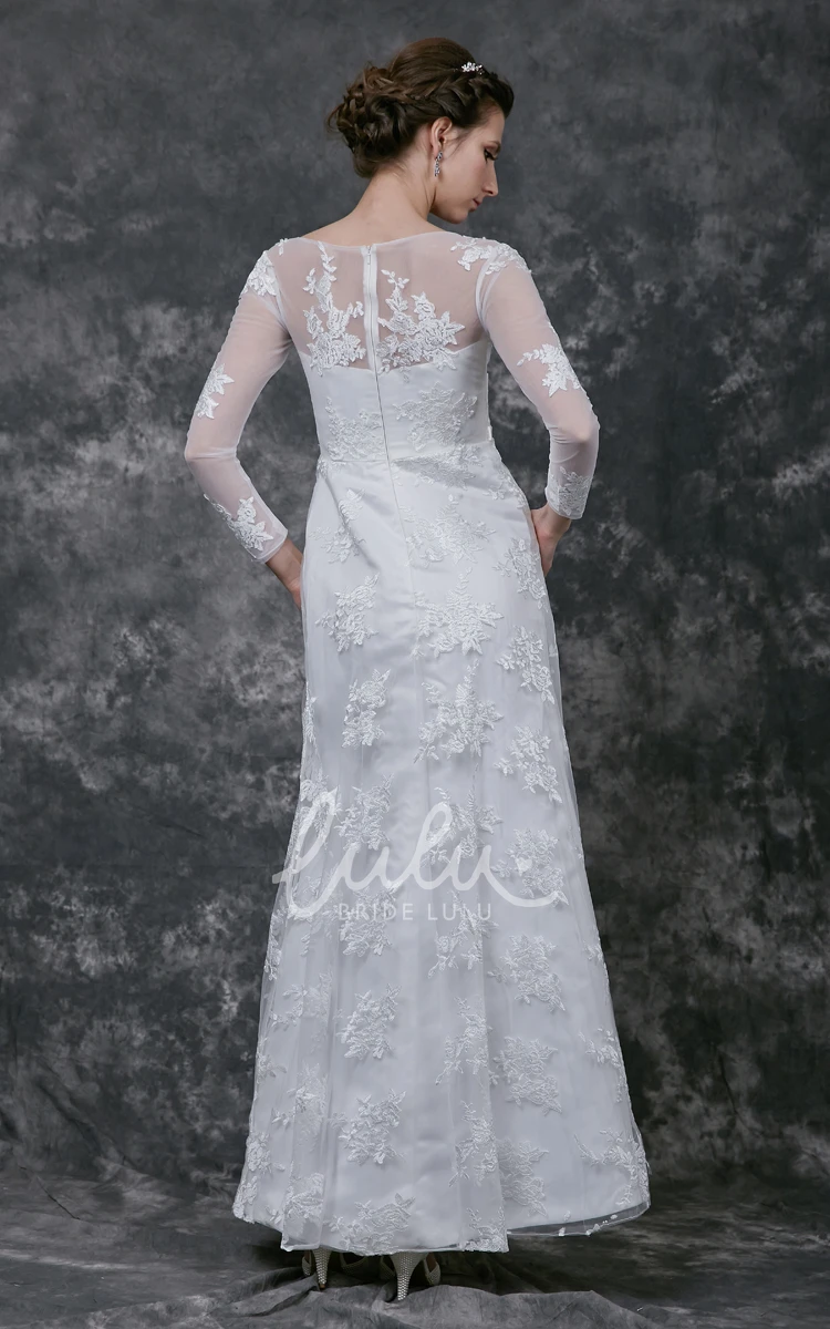 Crystal Detailed Sheer Sleeve Lace Dress