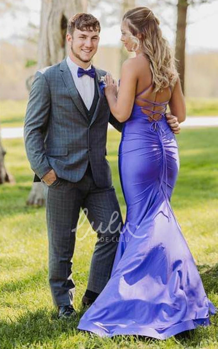 Mermaid Satin Prom Dress with Spaghetti Straps Simple & Elegant