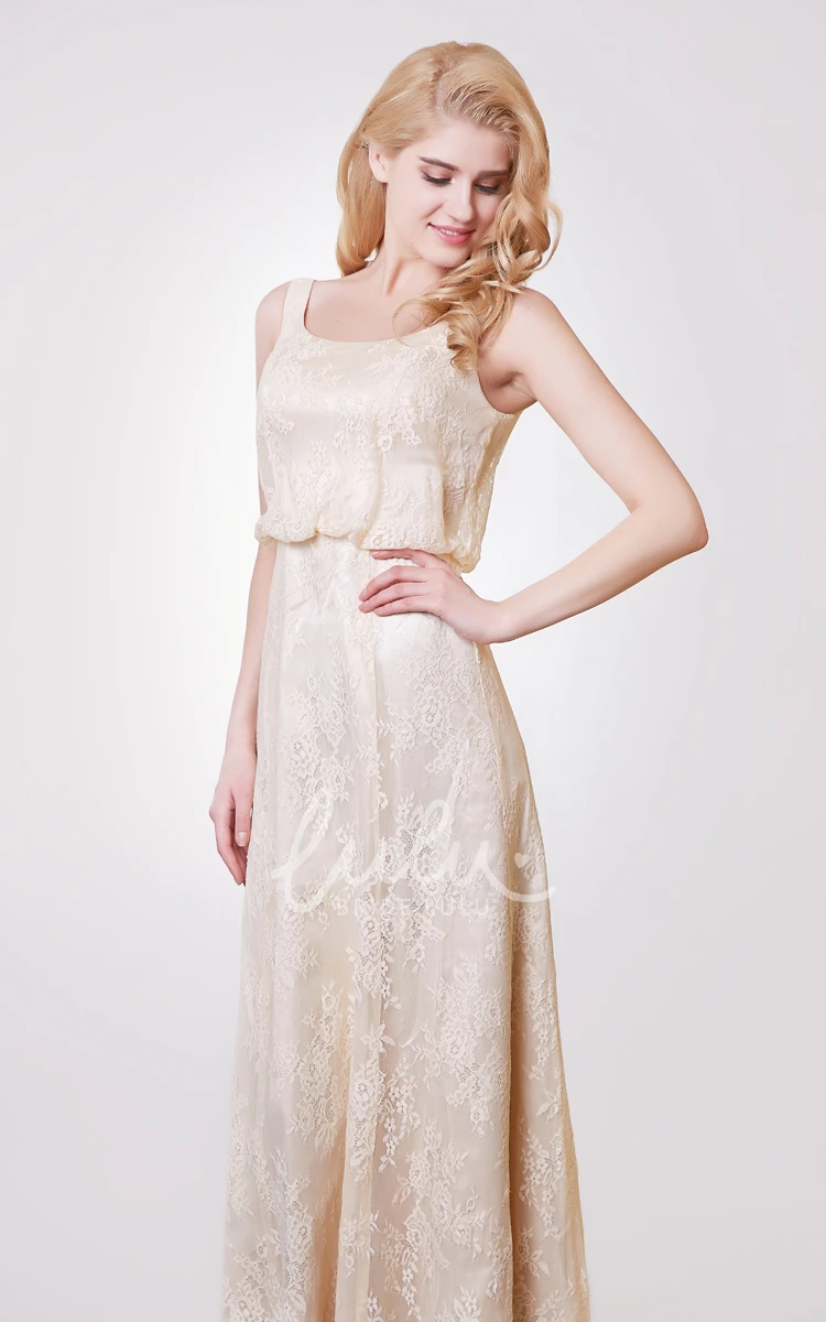 Long Lace Bridesmaid Dress with Scoop Neckline