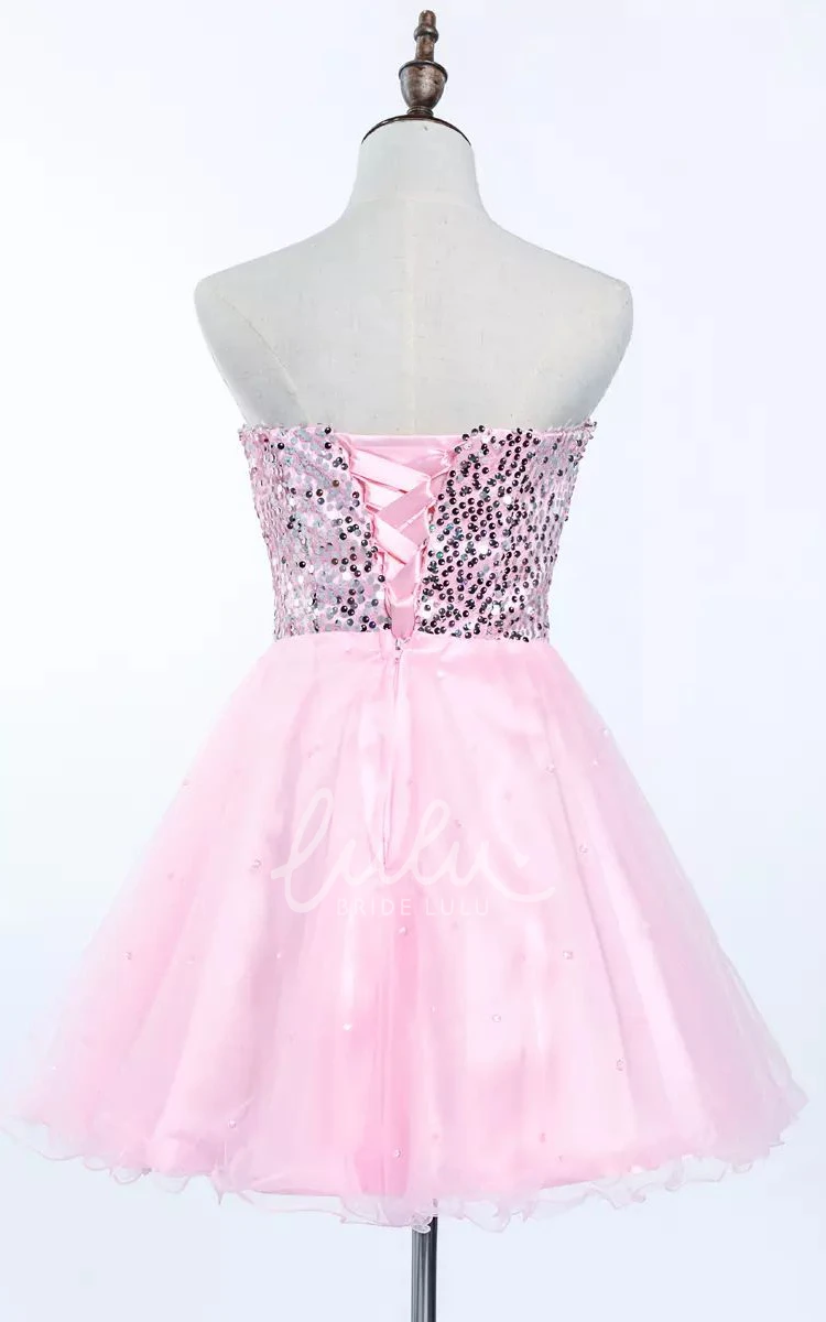 Sweetheart Sequin Tulle A-line Sleeveless Mini Homecoming Dress