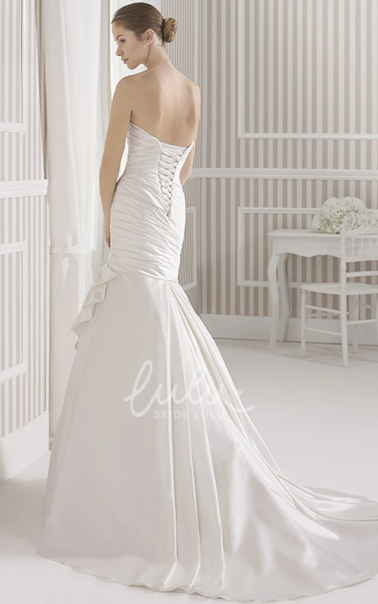 Sleeveless Trumpet Satin Wedding Dress with Draping and Corset Back