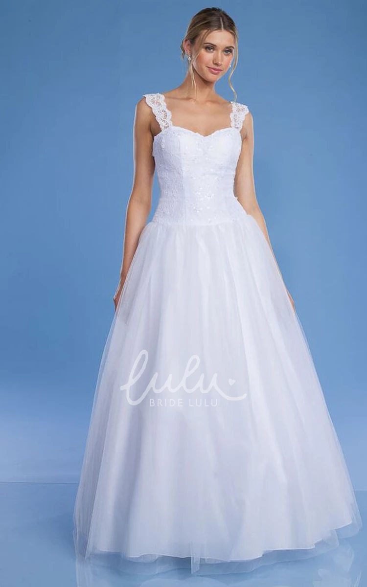 Lace A-Line Floor-Length Satin Wedding Dress Timeless Wedding Dress