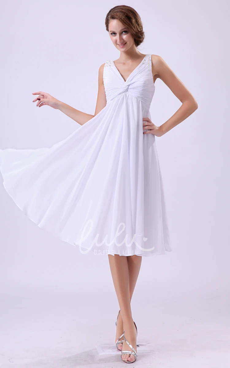 Maternity Wedding Dress with V-Neck and Ruching Short Empire Style