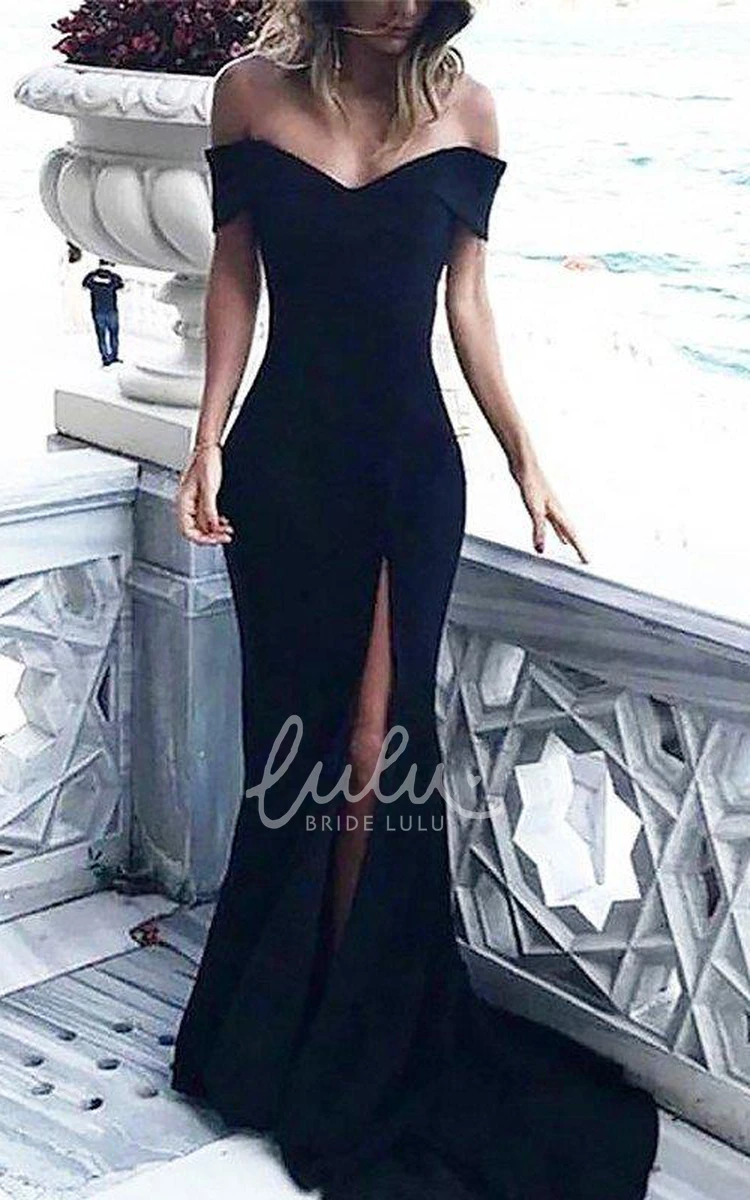 Modern Strapless Sleeveless Prom Dress with Split Front Bodycon Jersey