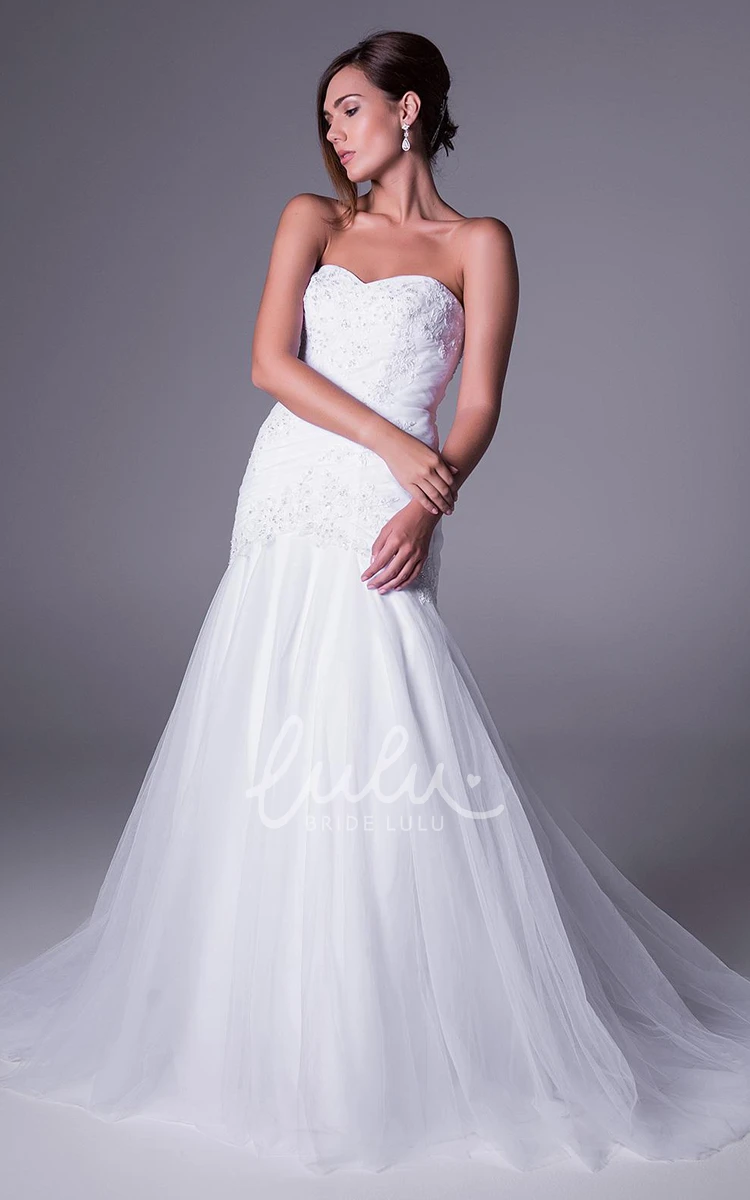 Sweetheart Tulle Wedding Dress with Beading Ruching and V-Back