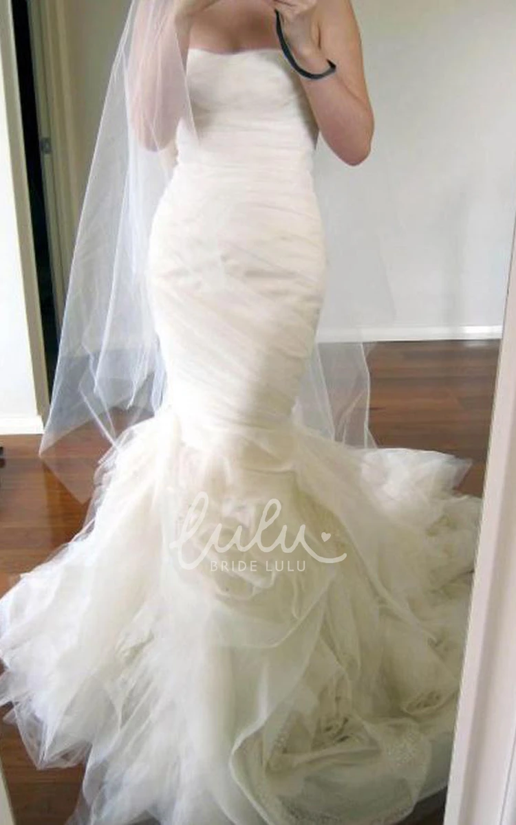 Strapless Mermaid Tulle Backless Wedding Dress with Zipper