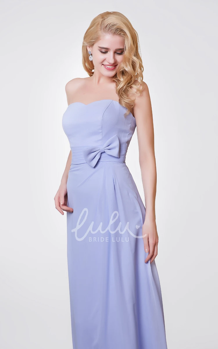 Backless Sweetheart A-line Long Dress with Bow and Elegant Chiffon