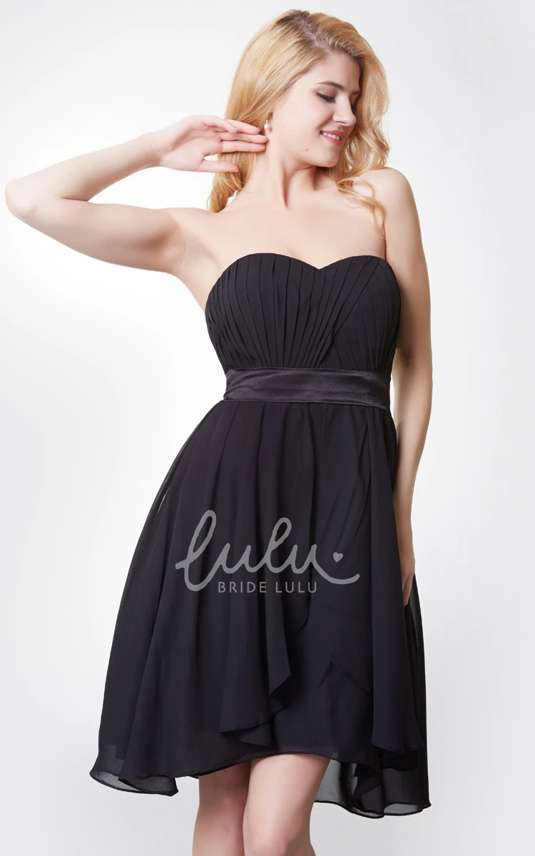 High-low Chiffon Bridesmaid Dress with Pleats Sweetheart & Flowy