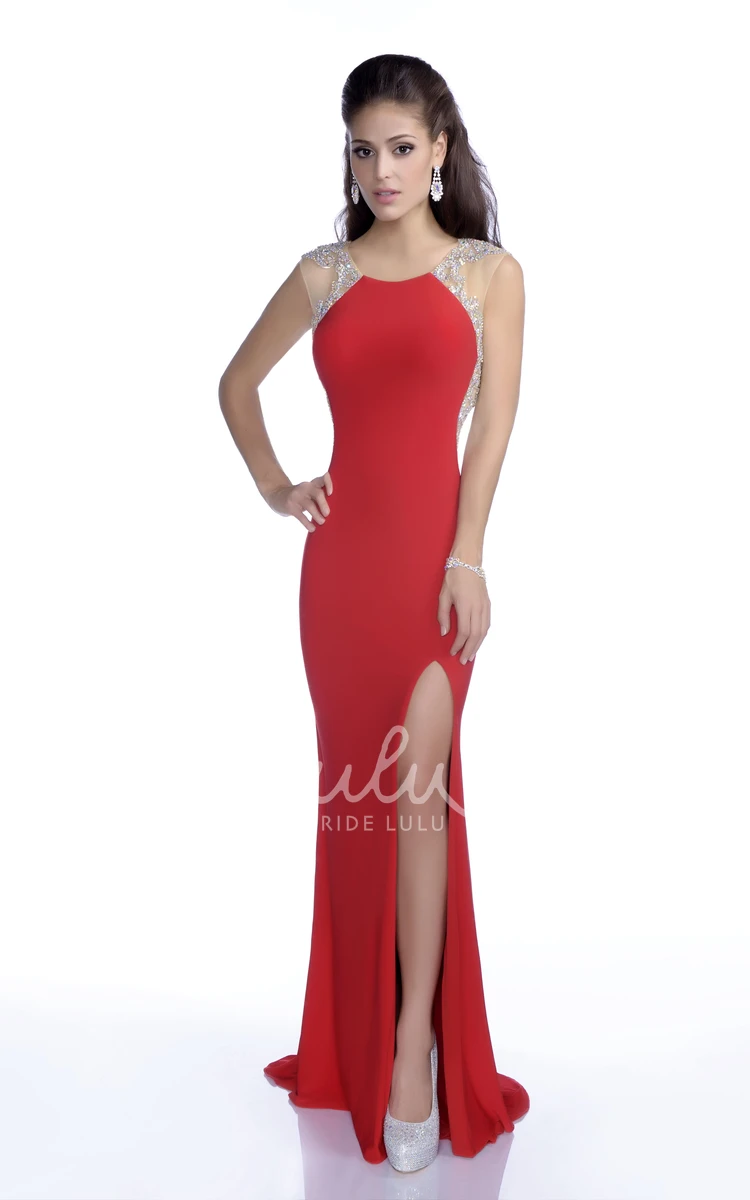 Jersey Trumpet Prom Dress with Sleeveless Design and Beaded Appliques Modern Prom Dress