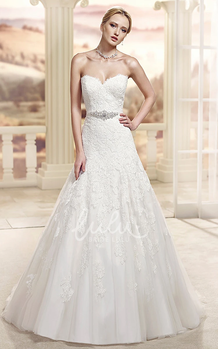 Jeweled Sweetheart Tulle&Lace Ball Gown Wedding Dress