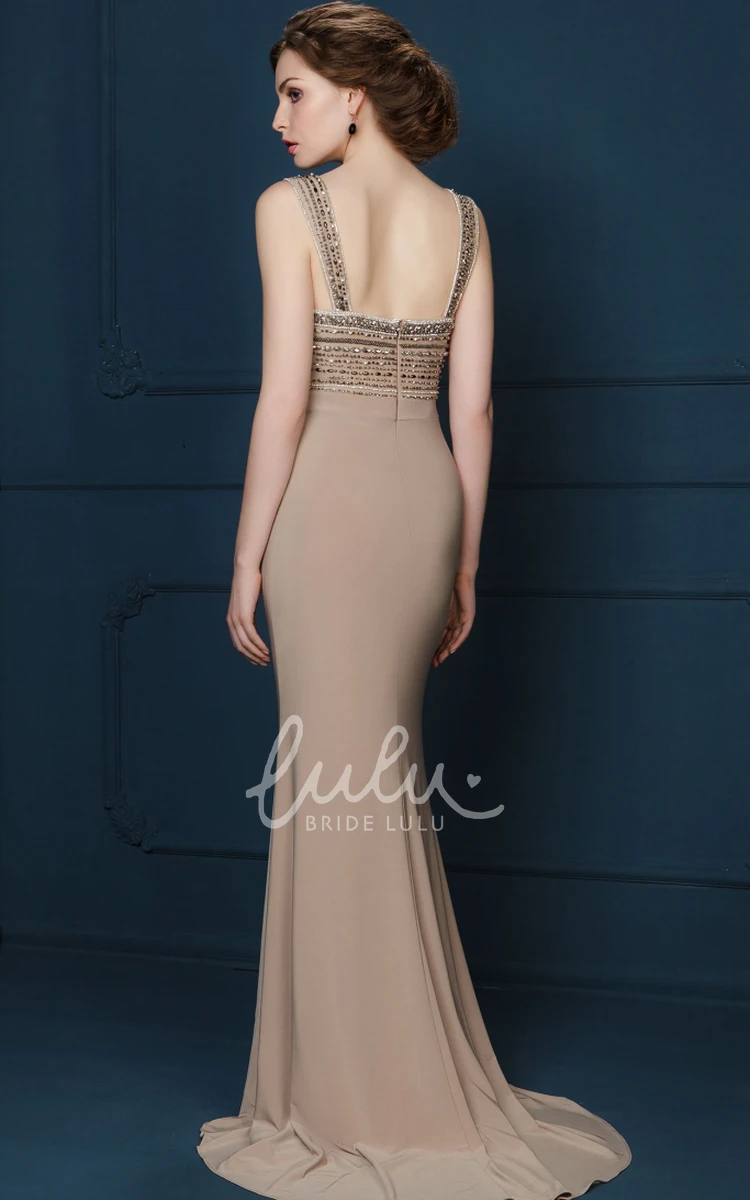 Beaded Sleeveless Floor-Length Sheath Evening Dress