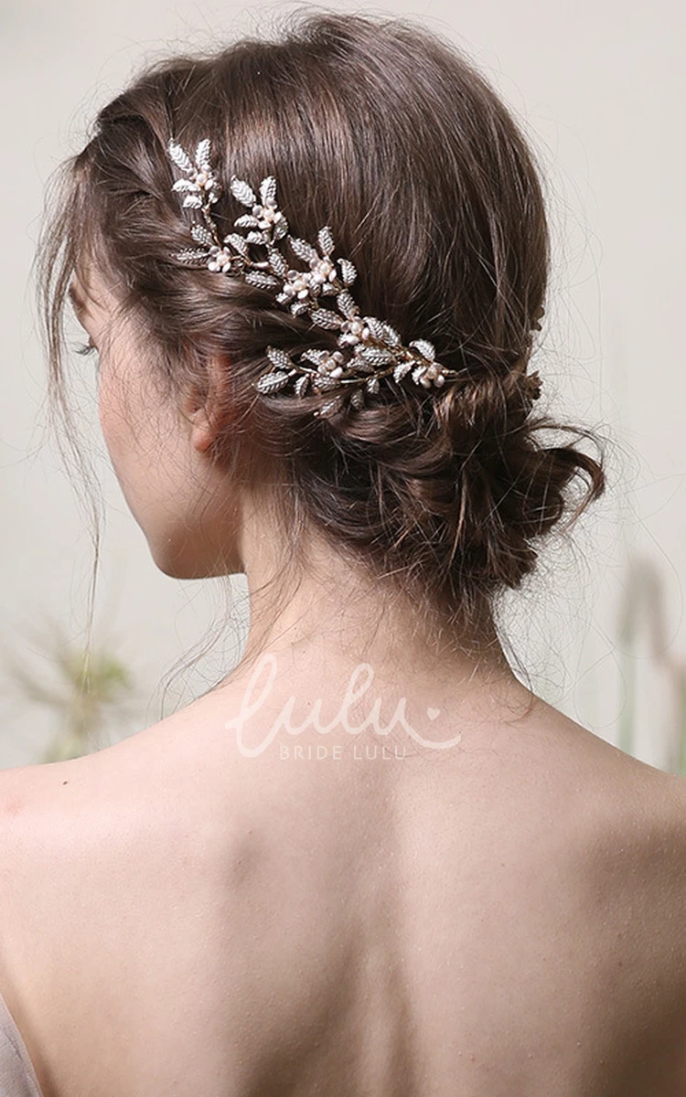 Leaf Style Elegant Bridal Hair Combs with Beads