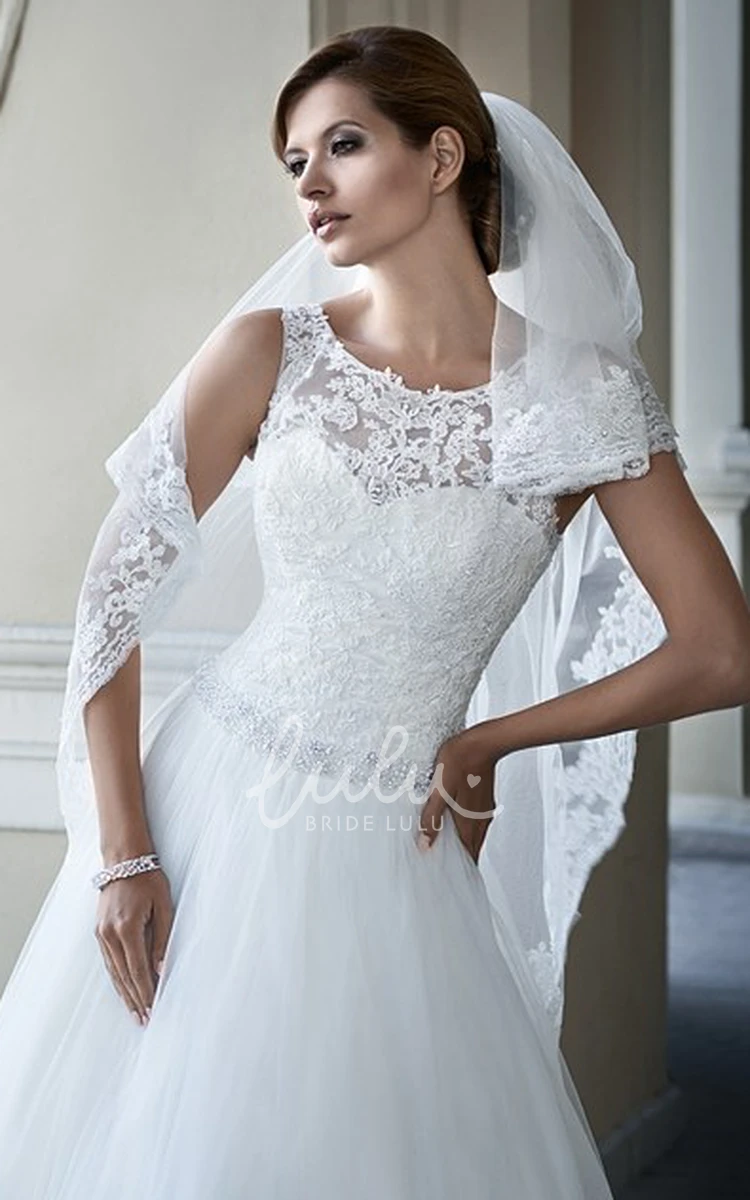 Scoop-Neck Lace Wedding Dress Ball Gown Maxi Appliqued