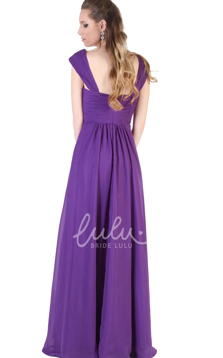 Sleeveless Ruched Chiffon Bridesmaid Dress with Straps