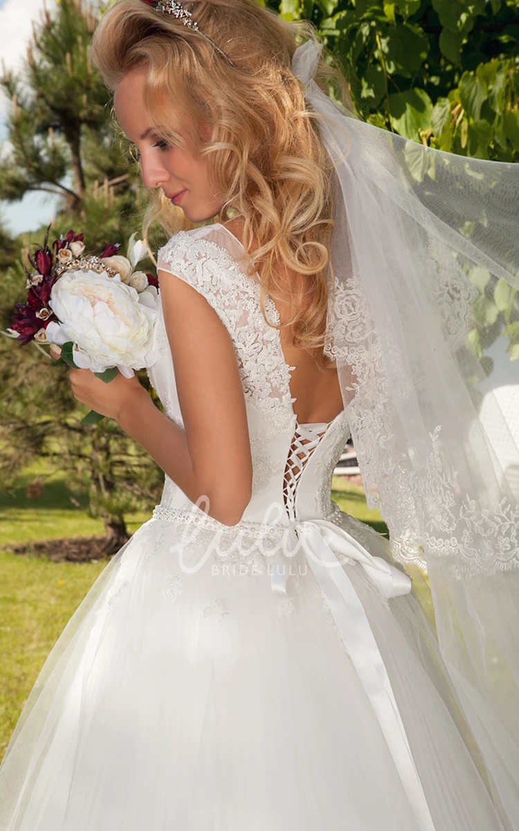 Appliqued Tulle Wedding Dress Sweetheart Maxi Corset Back