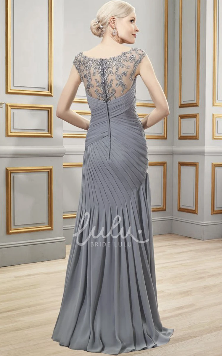 Sleeveless V-Neck Chiffon Formal Formal Dress with Criss-Cross Detail