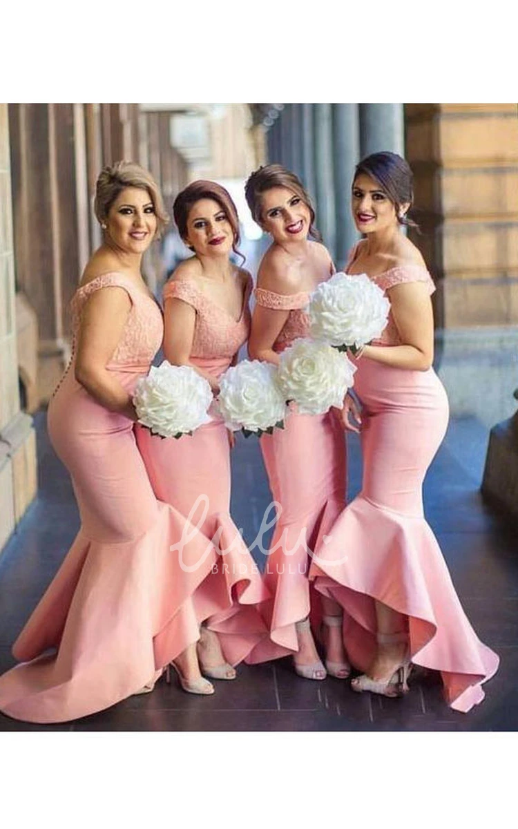 Sleeveless Mermaid Lace Satin Bridesmaid Dress with Appliques