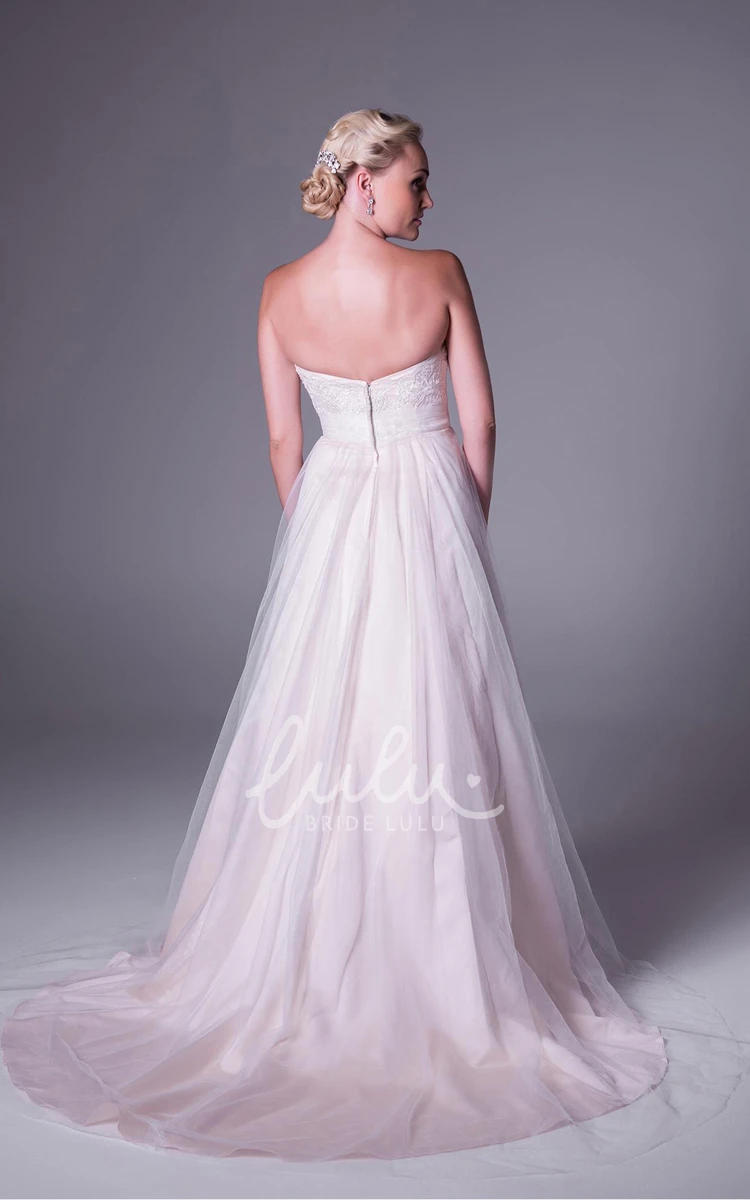 Tulle Strapless A-Line Wedding Dress with Flowy Skirt