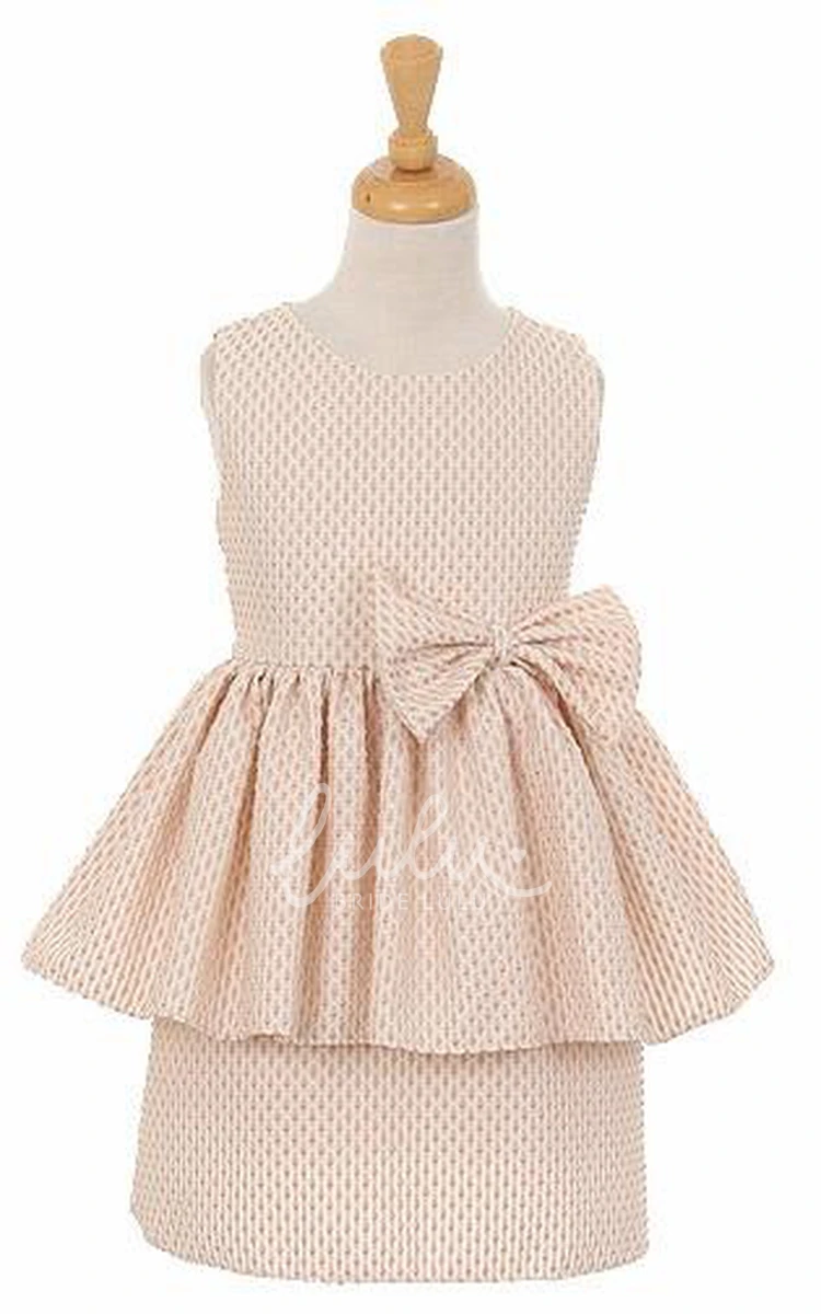 Peplum Bowed Flower Girl Dress Midi Elegant Dress