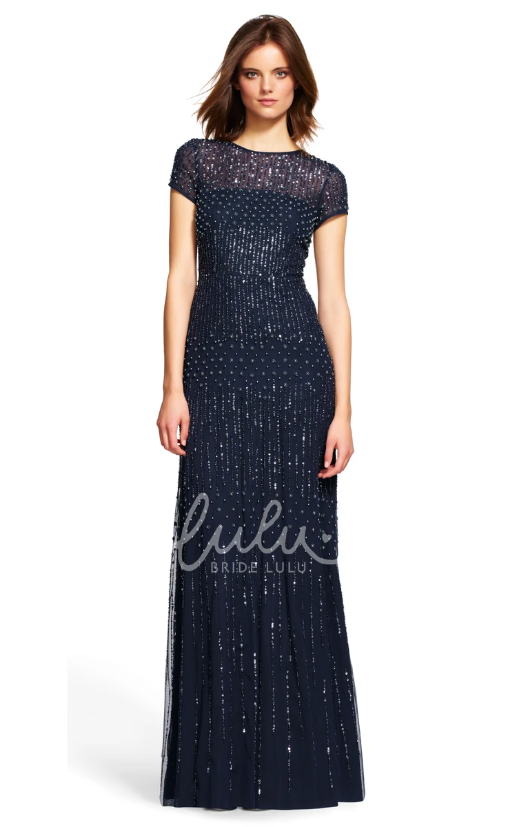 Jewel Neck Beaded Sequin Floor-Length Bridesmaid Dress Elegant 2024 Women's Dress