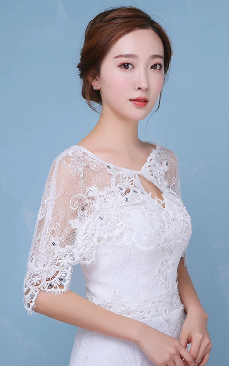 Bridal Lace Arm Shawl with Diamond Detail for Spring/Summer Weddings
