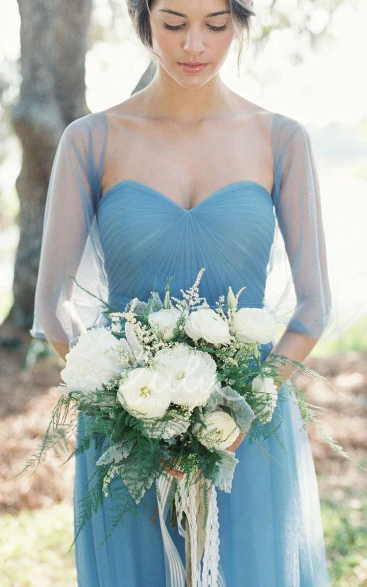 Sweetheart Chiffon A-Line Prom Dress with Half Sleeves Modern & Elegant