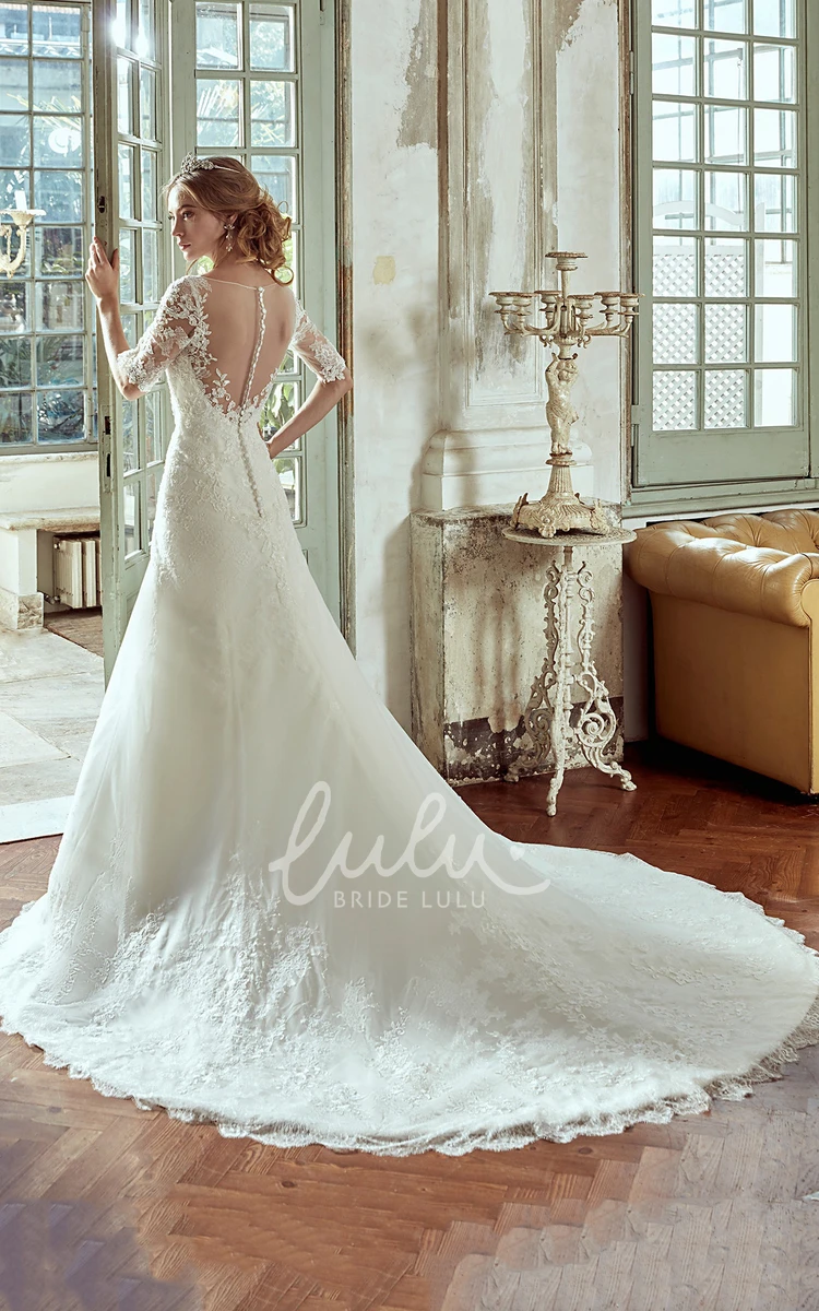 Lace Sweetheart Wedding Dress with Half Sleeves and Illusive Back Elegant Wedding Dress 2024 Women